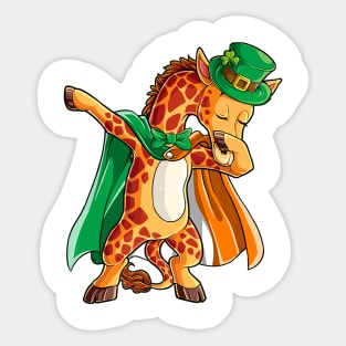 Dabbing Giraffe St Patricks Day Men Leprechaun Irish Sticker